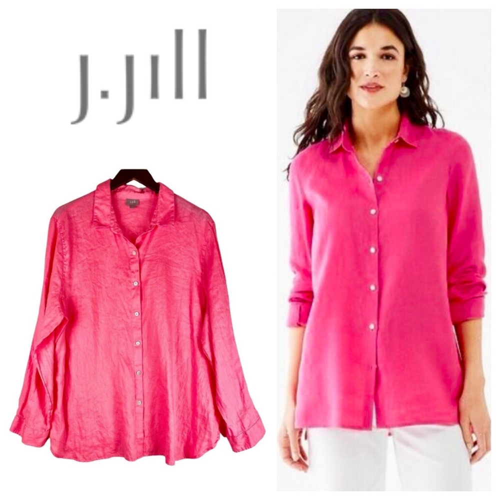 J Jill NWT Button Down Fuchsia Cotton Blend Top 2X